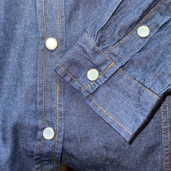 NEW! Plus Denim Style Western Shirt - Picture 4 of 7